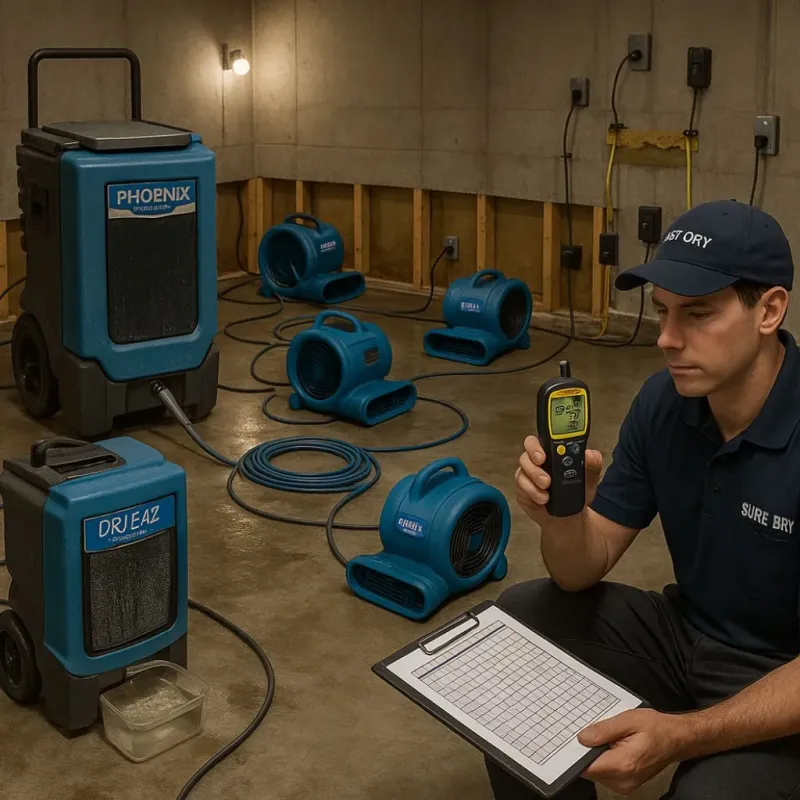 Structural Drying and Dehumidification process in North Potomac, MD